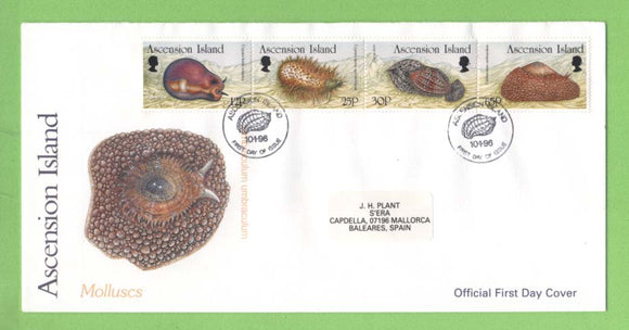 Ascension 1996 Molluscs set on First Day Cover