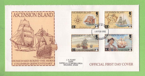 Ascension 1992 500th Anniv of Discovery of America by Columbus set on First Day Cover
