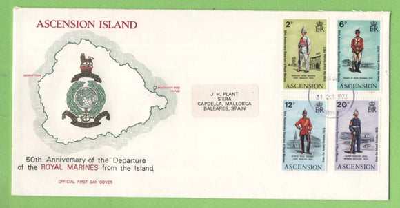 Ascension 1973 50th Anniv of Departure of Royal Marines on First Day Cover