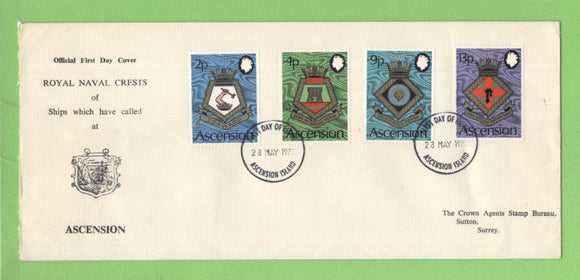 Ascension 1973 Royal Naval Crests (5th series) set on First Day Cover