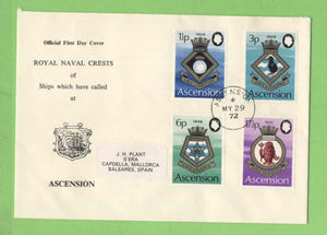 Ascension 1972 Royal Navy Crests (4th series) set on First Day Cover