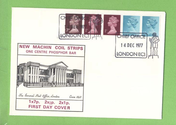 G.B. 1977 10p definitive coil on Historic Relics First Day Cover, London EC