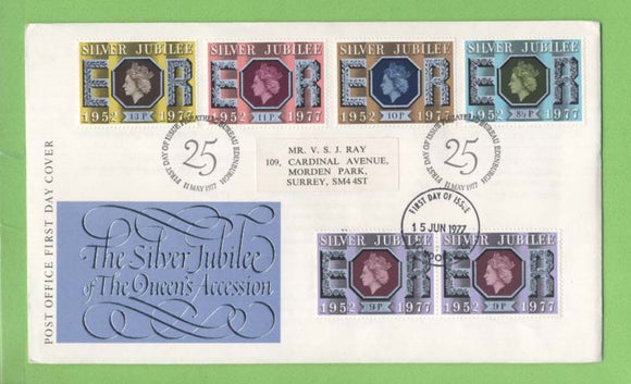 G.B. 1977 Silver Jubilee complete set on Post office double date First Day Cover, Bureau/Windsor