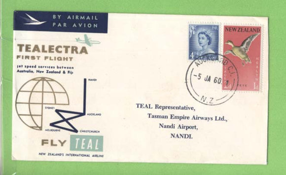 New Zealand 1960 TEAL Tealectra First Flight cover to Nandi, Fiji