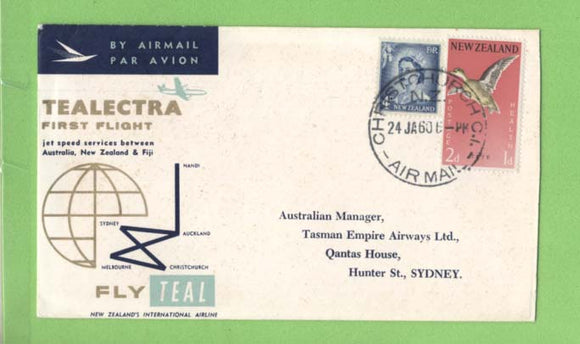 New Zealand 1960 Tealectra First Flight, Christchurch - Sydney
