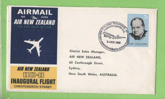 New Zealand 1965 Air New Zealand DC-8 Flight cover, Christchurch - Sydney