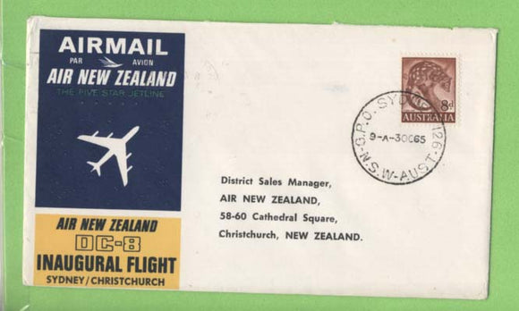 Australia 1965 Air New Zealand DC-8 Flight cover, Sydney - Christchurch