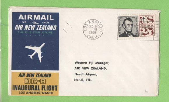 U.S.A. 1965 Air New Zealand DC-8 Flight cover,  Los Angeles - Nandi Fiji