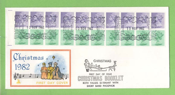 G.B. 1982 Christmas booklet pane on Mercury First Day Cover, Windsor