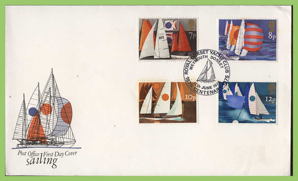 G.B. 1975 Sailing set on Post Office First Day Cover, Royal Dorset Yacht Club, Weymouth