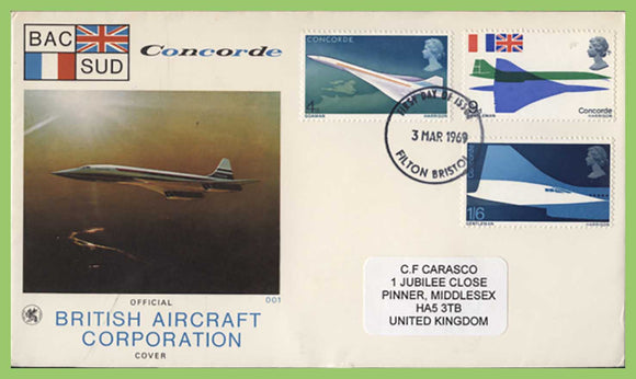 G.B. 1969 Concorde set on Wessex First Day Cover, Filton