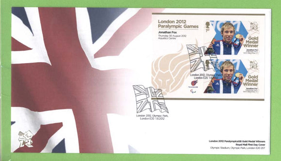 G.B. 2012 Paralympic Gold Medal Winner, Jonathan Fox First Day Cover