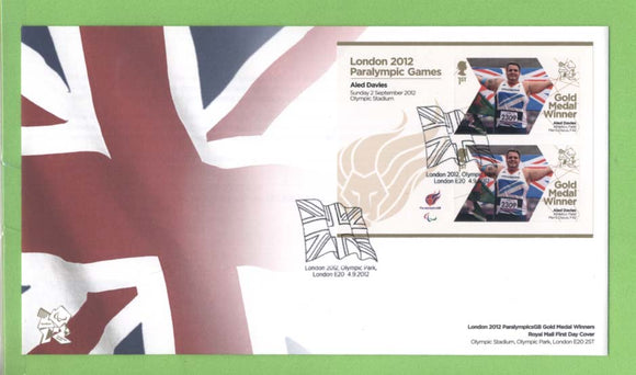 G.B. 2012 Paralympic Gold Medal Winners, Aled Davies First Day Cover