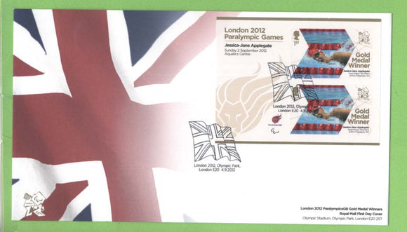 G.B. 2012 Paralympic Gold Medal Winners, Jessca-Jane Applegate First Day Cover