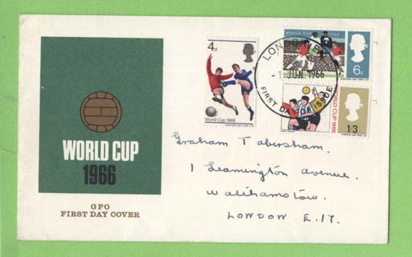 G.B. 1966 World Cup Football set on GPO First Day Cover, London EC