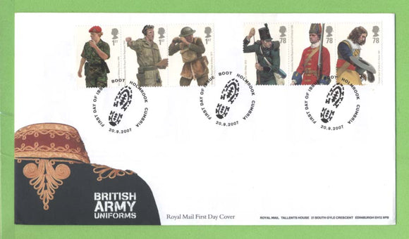G.B. 2007 British Army Uniforms set on Royal Mail u/a First Day Cover, Holmbrook