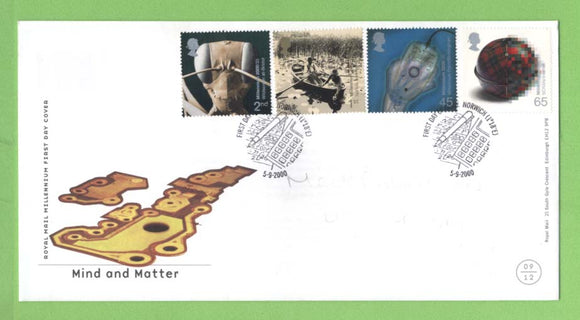 G.B. 2000 Mind & Matter set on Royal Mail First Day Cover, Norwich