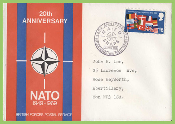 G.B. 1969 1/6 NATO Anniversary on BFPS First Day Cover, SHAPE BFPS 1081