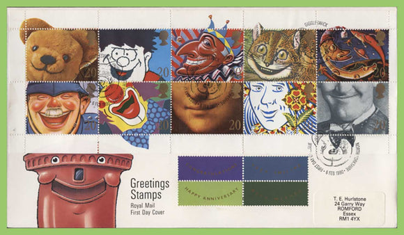 G.B. 1990 Greetings pane on Royal Mail First Day Cover, Giggleswick