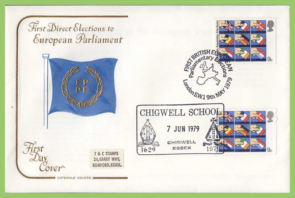 G.B. 1979 European Elections double date FDC, with Chigwell School commemoration