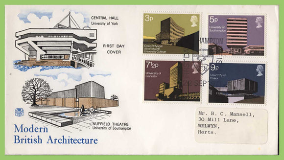 G.B. 1971 Universities set on Post Office First Day Cover, Southampton