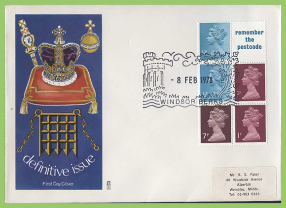 G.B. 1978 10p booklet pane on Philart First Day Cover, Windsor