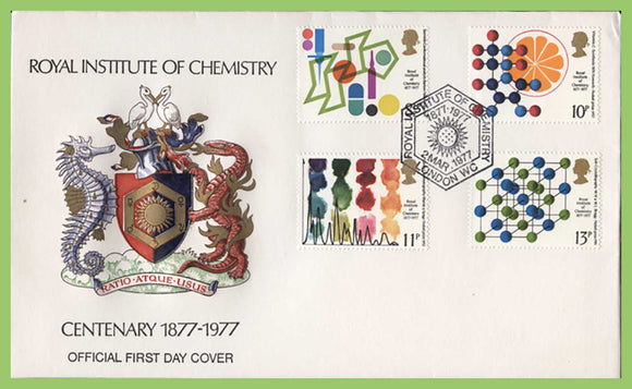 G.B. 1977 Chemistry set on Official First Day Cover, Institute of Chemistry