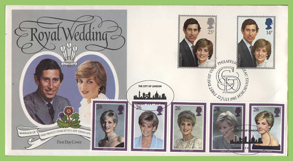 G.B. 1981/98 Royal Wedding/Princess Diana double date First Day Cover, Edinburgh/London
