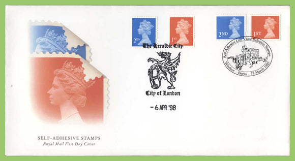 G.B. 1997/1998 NVI Self Adhesives dual cancel Royal Mail First Day Cover, London/Windsor