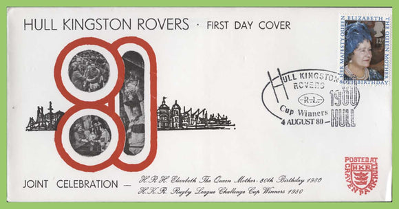 G.B. 1980 Queen Mother issue, Hull Kingston Rovers First Day Cover, Hull