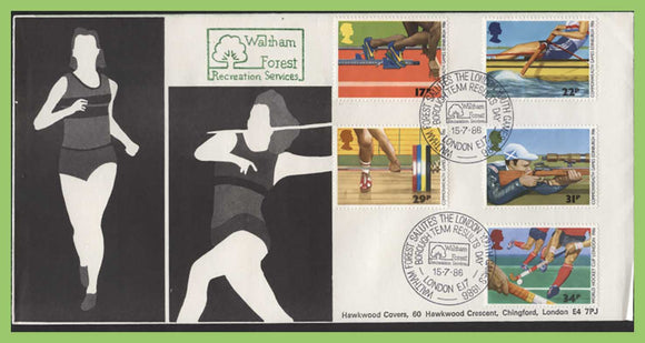 G.B. 1986 Commonwealth Games set on Hawkwood First Day Cover, London E17