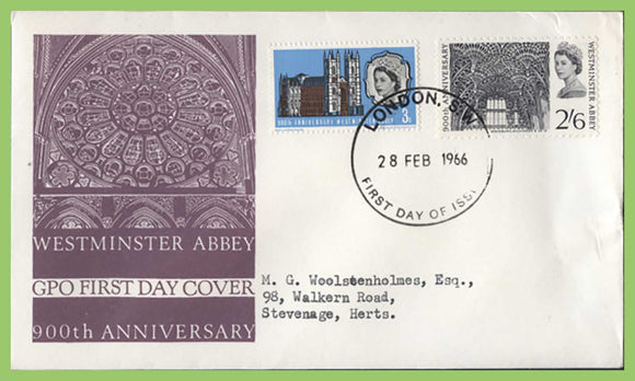 G.B. 1966 Westminster Abbey set on GPO First Day Cover, London SW1