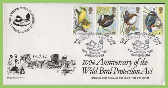 G.B. 1980 Birds set on PPS official First Day Cover, Birmingham
