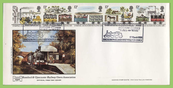 G.B. 1980 Liverpool & Manchester Railway set Havering First Day Cover, Hornchurch