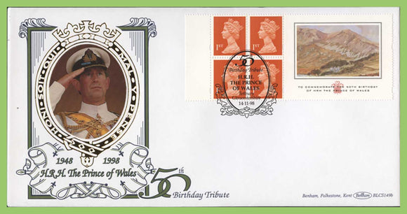 G.B. 1998 Prince of Wales Birthday booklet pane on Benham First Day Cover, Tetbury