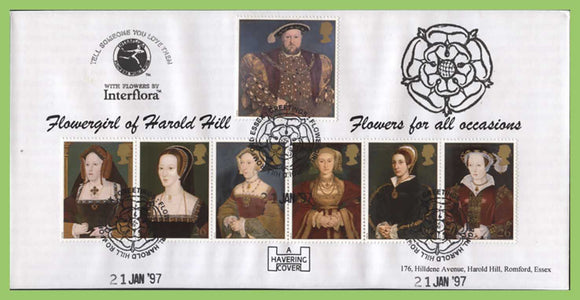 G.B. 1997 Tudors set on official Havering First Day Cover, Harold Hill, Romford