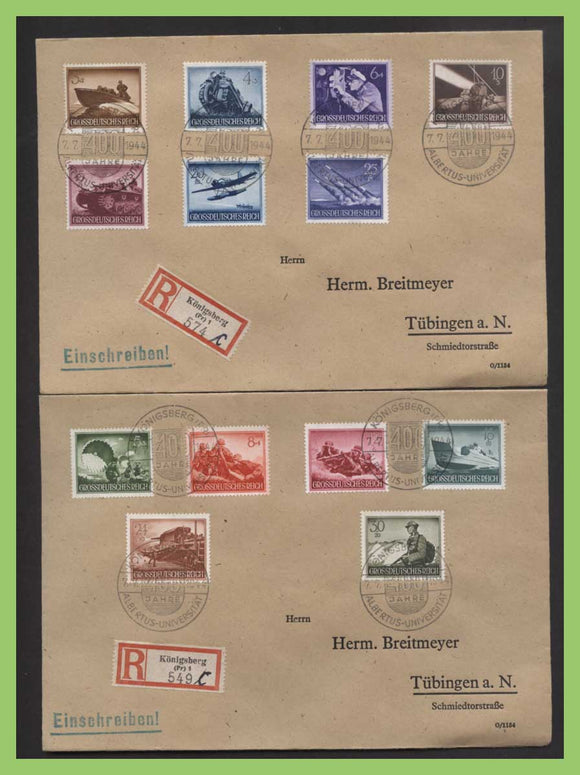 Germany 1944 Armed Forces & Heroes Day set on two registered covers, Special Cancel