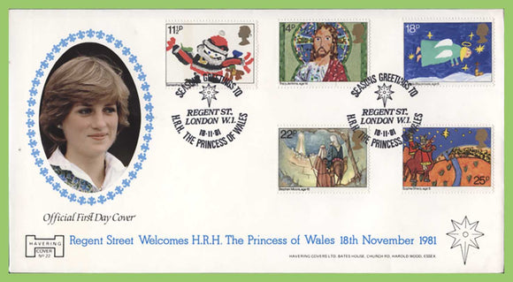 G.B. 1981 Christmas set on Official Havering First Day Cover, Regent St. London