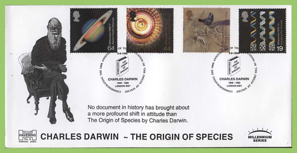 G.B. 1999 Scientists Tale on Havering First Day Cover, Charles Darwin London SW7