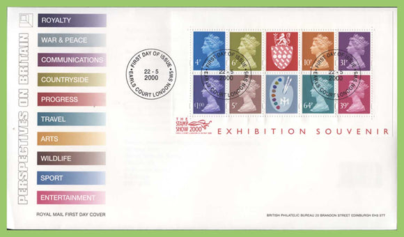 G.B. 2000 Stamp Show Palette M/S  Royal Mail u/a First Day Cover, Earls Court