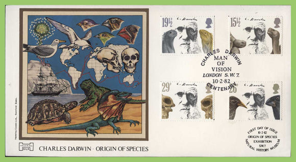 G.B. 1982 Charles Darwin official Havering silk First Day Cover, Man of Vision