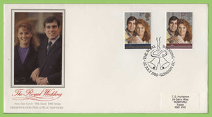 G.B. 1986 Royal Wedding set on PPS silk First Day Cover, London EC