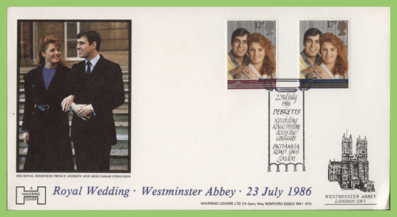 G.B. 1986 Royal Wedding Havering First Day Cover, Debretts, London SW6