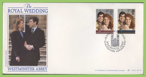 G.B. 1986 Royal Wedding Havering First Day Cover, Westminster Abbey (circle)