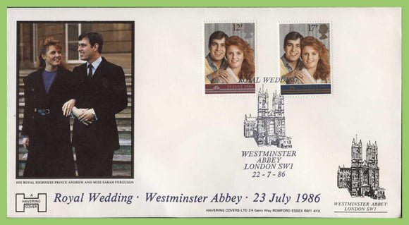 G.B. 1986 Royal Wedding Havering First Day Cover, Westminster Abbey (building)