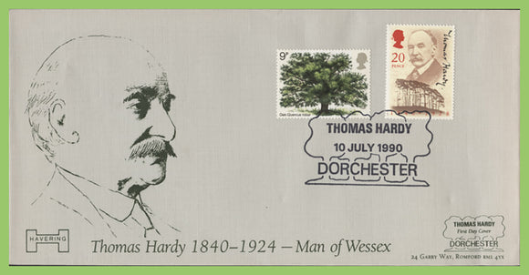 G.B. 1990 Thomas Hardy on Havering First Day Cover, Dorchester, + 9p Oak Tree