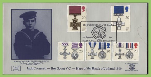 G.B. 1990 Gallantry Awards set on Havering First Day Cover, Baden Powell House, London SW7