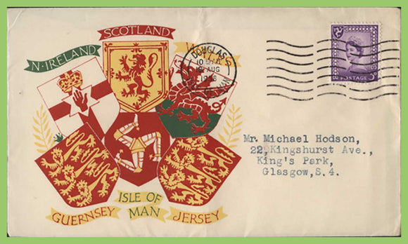 Isle of Man 1958 3d Regional stamp First Day Cover, Douglas