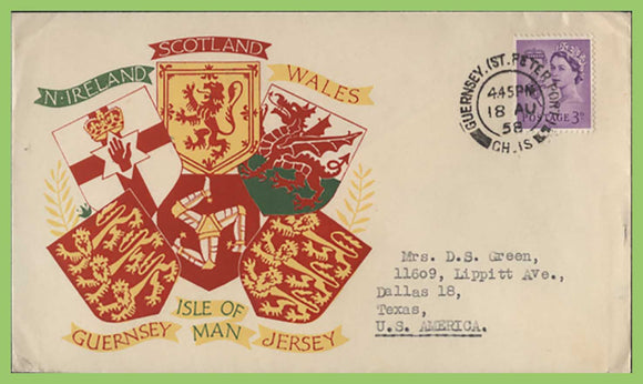 Guernsey 1958 3d Regional stamp First Day Cover, St Peter Port