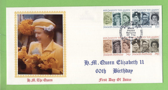 G.B. 1986 QEII Birthday set on official K & D First Day Cover, Bruton St. , London W1